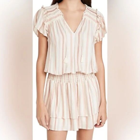Paige Cristina Striped Mini Dress ~ Ecru / Multi ~ S ~ Revolve - Picture 3 of 13